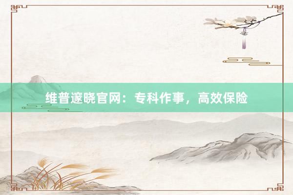 维普邃晓官网：专科作事，高效保险